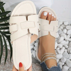 Women's Casual Flat Slide Shoes Open Toe Slip-On Indoor/Outdoor Slides