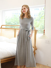 Comfortable Lounge Dress with Front Tie Long Sleeves