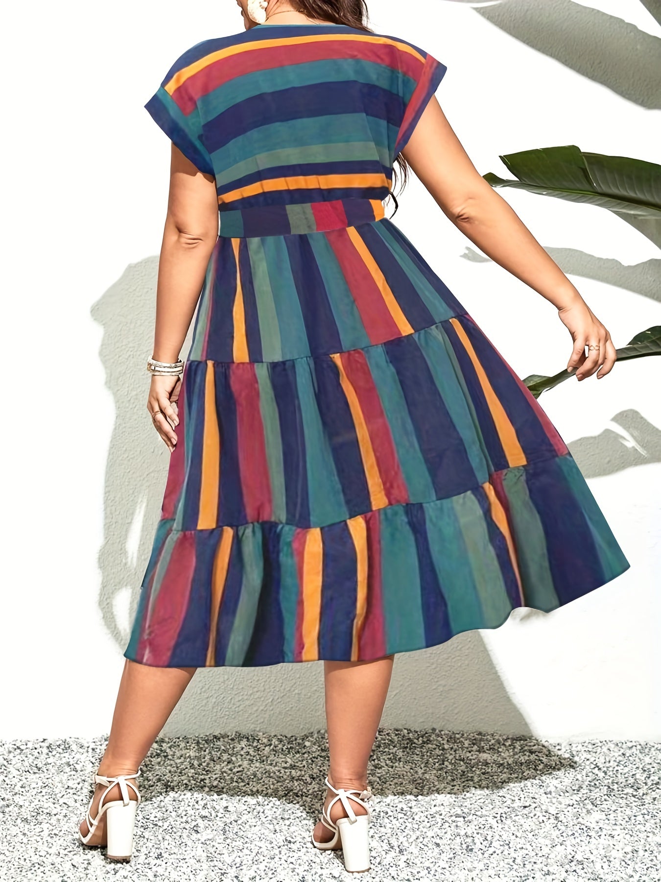  Bat Sleeve Smock Dress with Belt