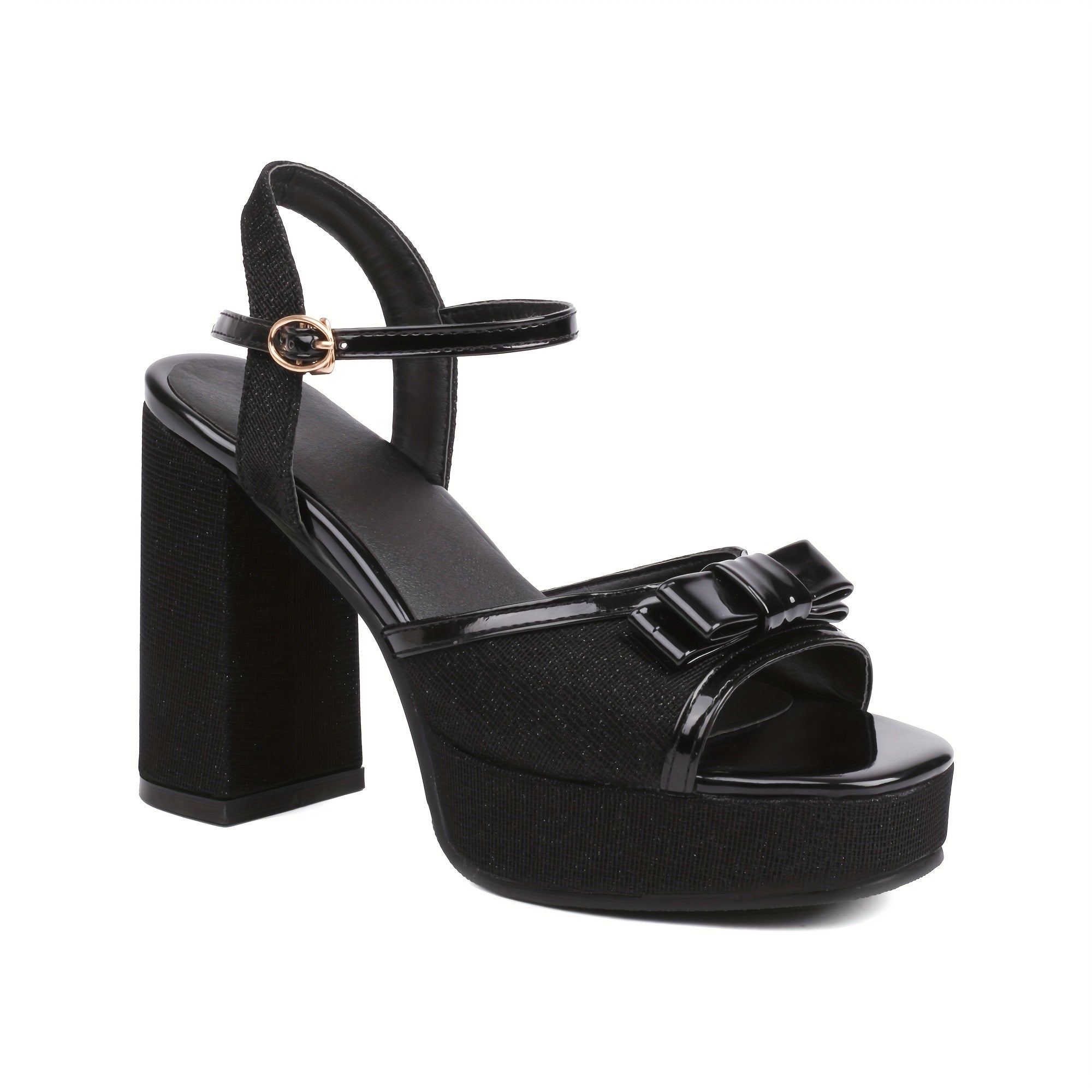 Women's Platform High Heels Square Open Toe Ankle Strap Sandals