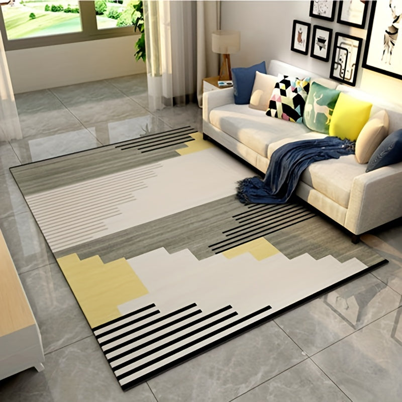Polyester Nordic Style Carpet Light Minimalist Large Line Living Room Coffee Tab