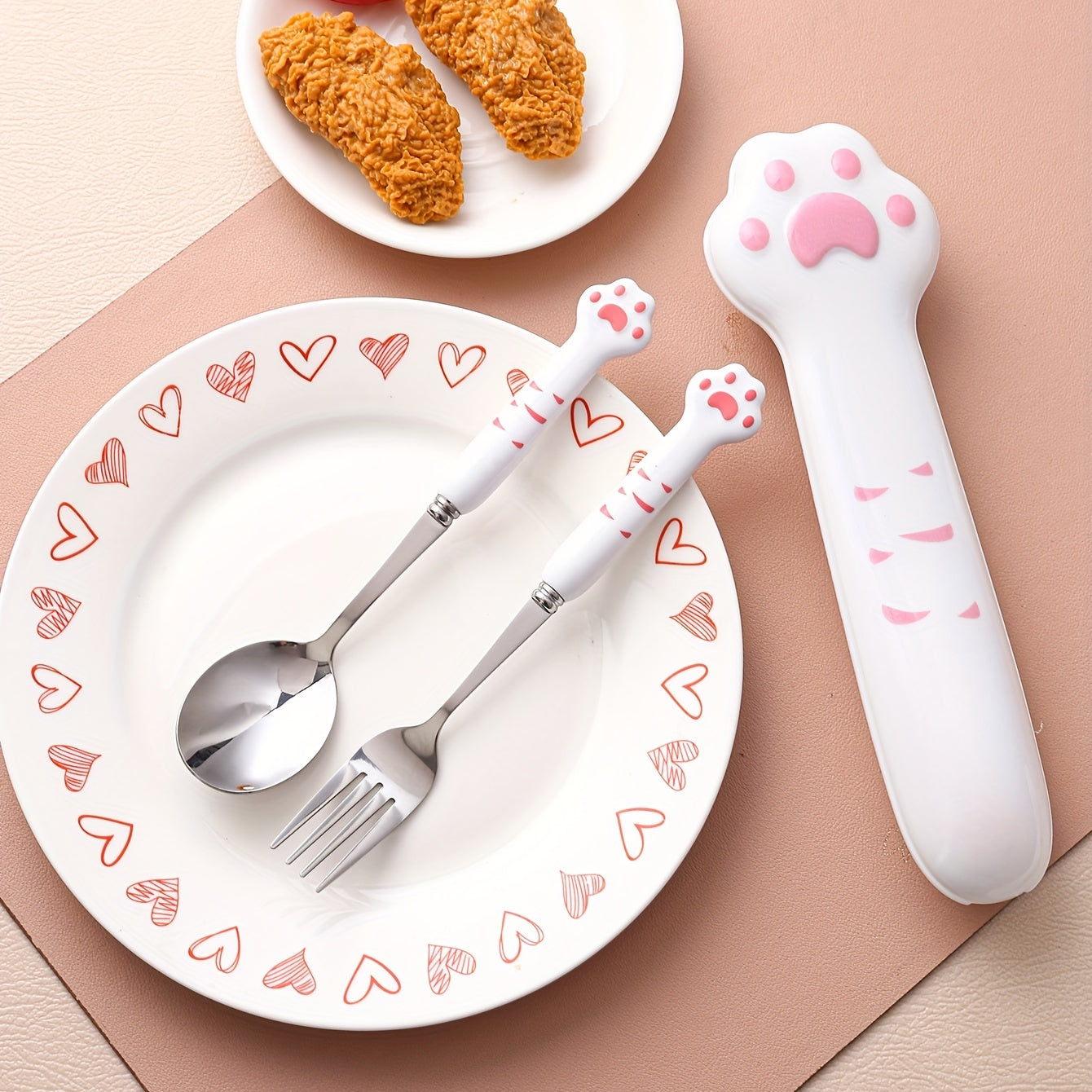 Set of Stainless Steel Coffee Spoon and Salad Fork