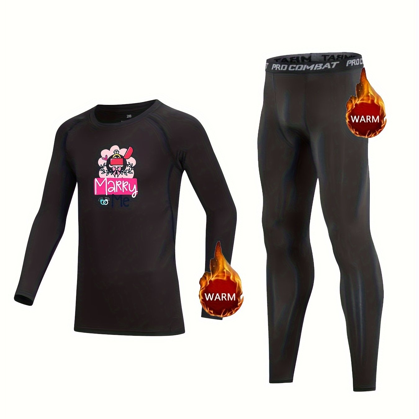 Kids MARRY Pattern Compression Fleece Sets with Matching Pants