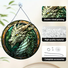 Acrylic Green Dragon Decorative Painting Round Plate