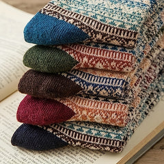 2 Pairs Geometric Pattern Socks Ethnic Style Mid Tube Women's Stockings