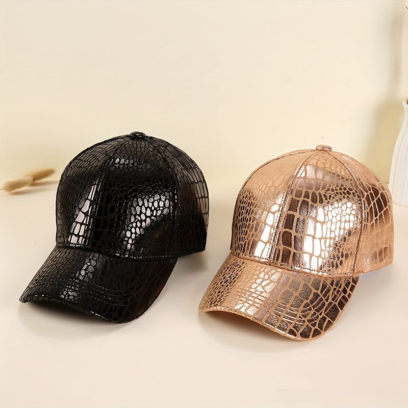 PU Pattern Baseball Cap Men's All match Sunshade Sunscreen Champagne Golden Brig