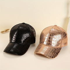PU Pattern Baseball Cap Men's All match Sunshade Sunscreen Champagne Golden Brig