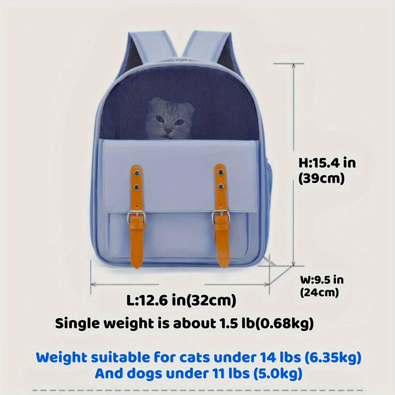 Breathable Cat And Small Dog Backpack Carrier With Large Capacity
