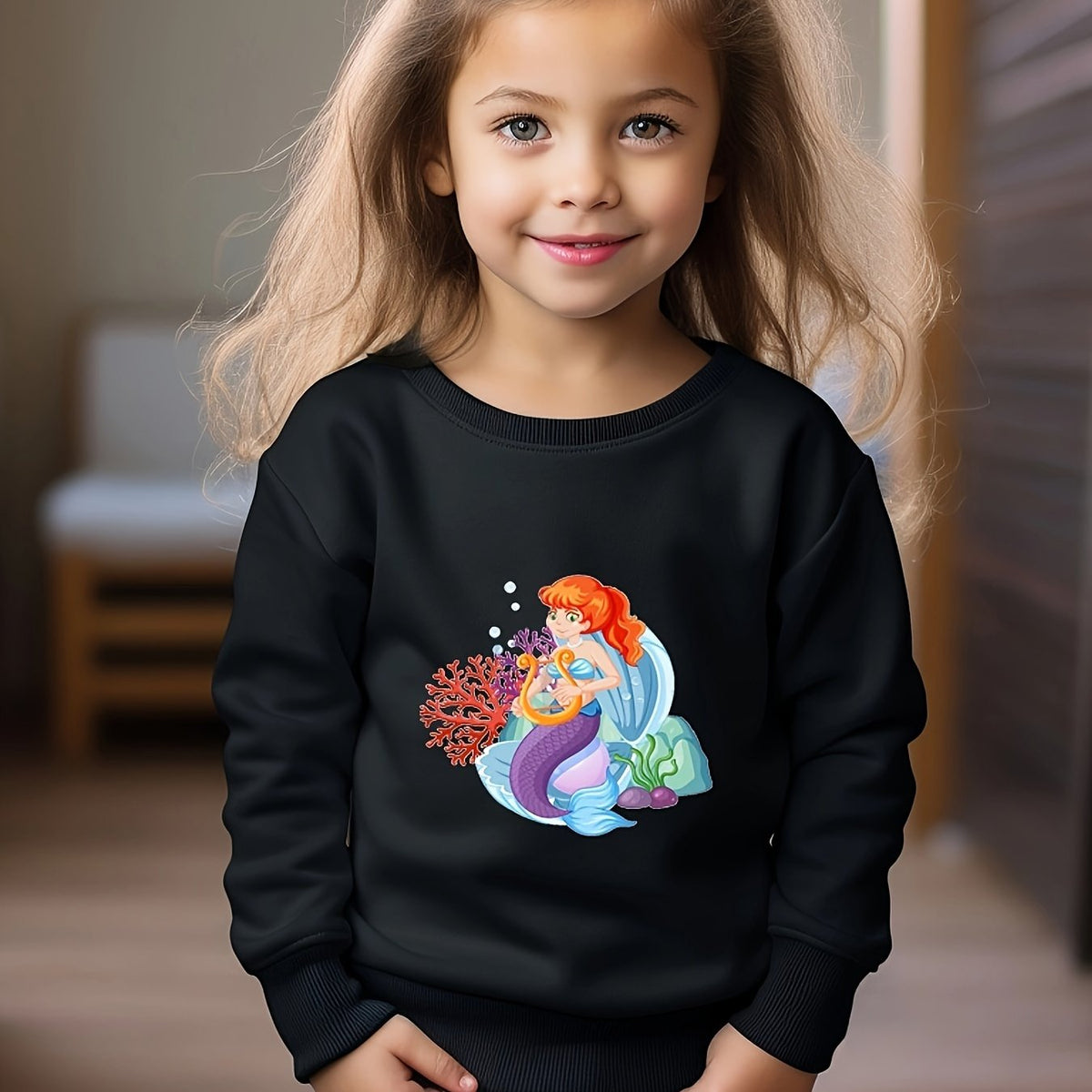 Toddler Mermaid Princess Pattern Sports Sweatshirt Top