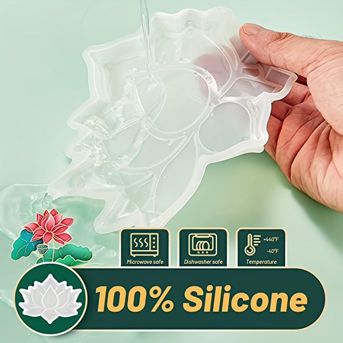 Lotus Flower Coaster Mold Epoxy Resin Casting Silicone Cup Mat Mold