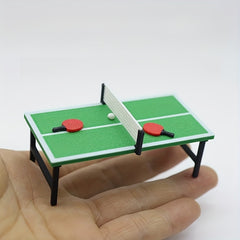 Mini Table Tennis Table and Paddle Set for Dollhouse DIY Accessories