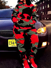 Women's Plus Camo Print Hoodie & Joggers Set