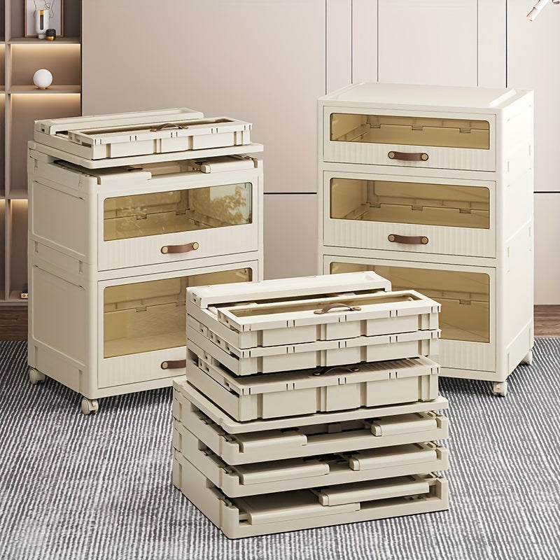 1pc Stackable Storage Cabinet Folding Drawer Locker Storage Cabinet
