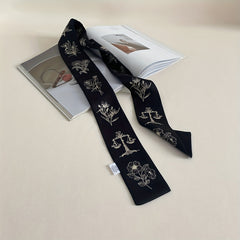 Vintage Floral Ribbon Skinny Scarf Neckerchief Hair Ribbon