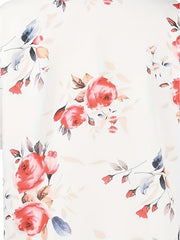  Floral Print Button Up Short Sleeve Blouse