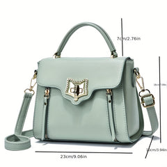 Square Handbag Turn Lock Flap Crossbody Bag
