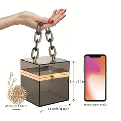 Transparent Square Crossbody Bag Acrylic Shoulder Handbag & Clutch Purse