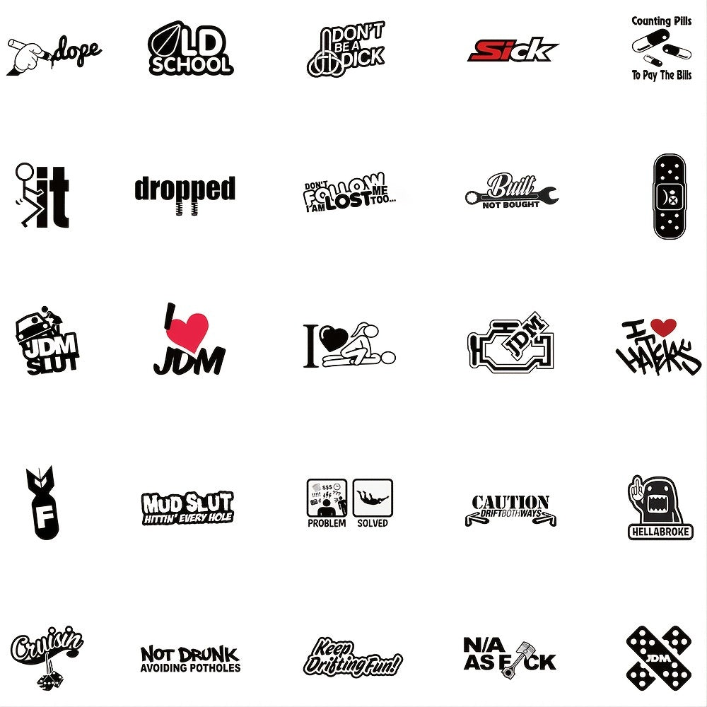 50pcs JDM Graffiti Stickers Waterproof DIY Decoration Materials