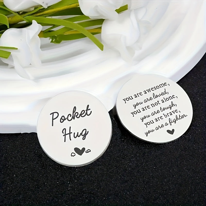 Stainless Steel Pocket Hug Coin Inspirational Gift For Men