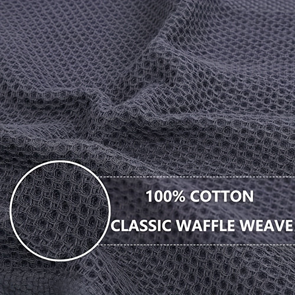 Soft Textured Dish Towels 6pcs Waffle Weave Dishcloths Deep Gray