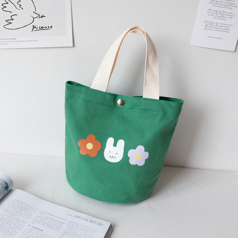 Flower Pattern Canvas Lunch Bag for Work & School