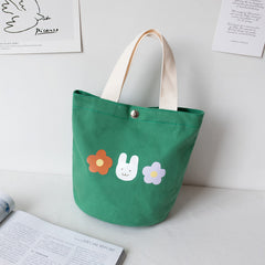 Flower Pattern Canvas Lunch Bag for Work & School