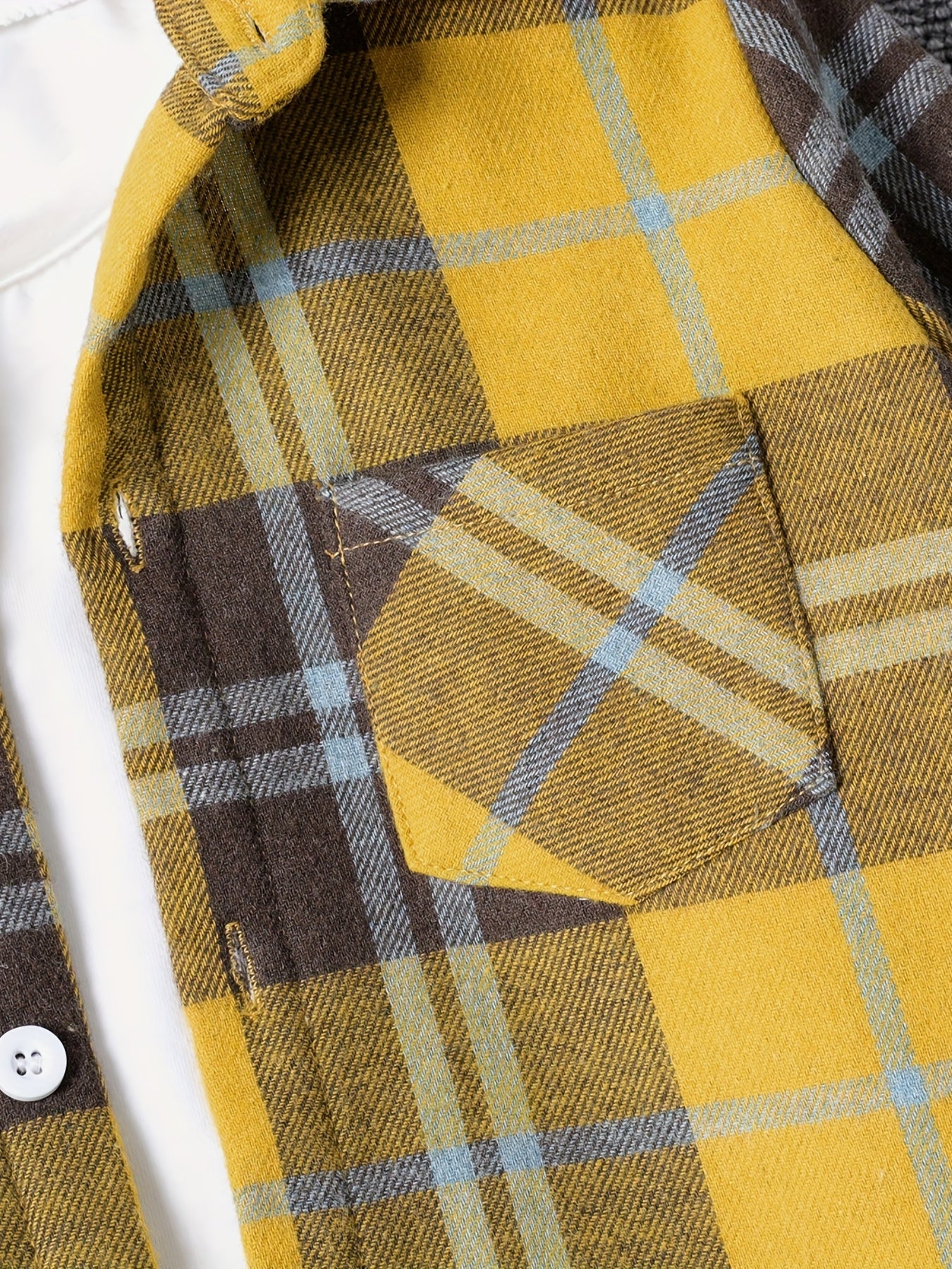 Boys Plaid Long Sleeve Lapel Jacket Casual Button Down