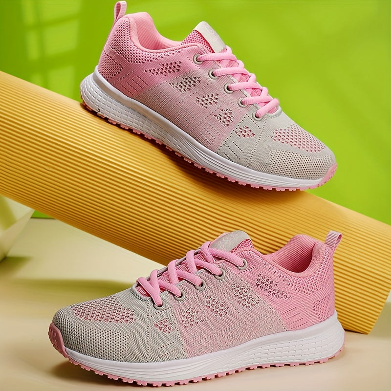Mesh Ombre Lace Up Casual Sneakers Women's Footwear