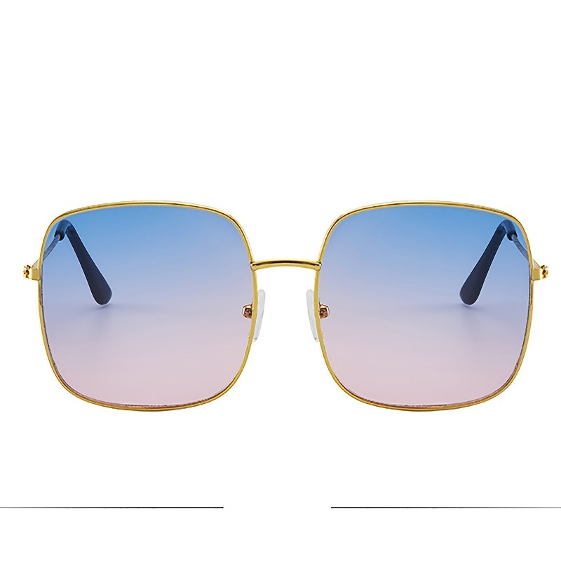 Y2K Ombre Lens Sunglasses Square Metal Glasses UV400