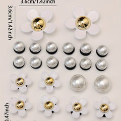 28pcs Flower Pearl Doll Clog Shoe Buckle Resin Leaf Charm Shoe Decoration