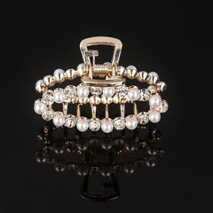Faux Pearl Rhinestone Metal Hair Claw Clip Strong Hold Grip Jaw Clip
