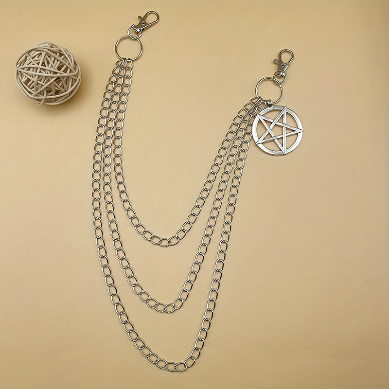 Punk Pentagram Pants Jeans Chain Keychains Harajuku Gothic Rock Acc