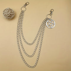 Punk Pentagram Pants Jeans Chain Keychains Harajuku Gothic Rock Acc