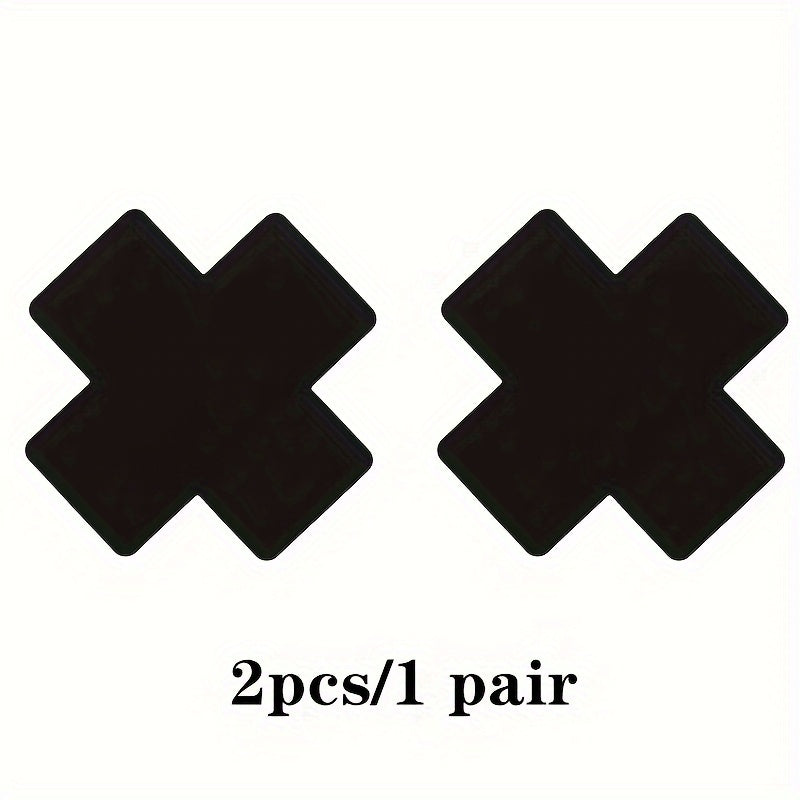 2pcs Women's Cross Shaped Nipple Covers Strapless Satin Chest Stickers