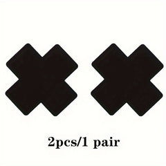 2pcs Women's Cross Shaped Nipple Covers Strapless Satin Chest Stickers