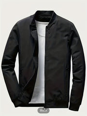 Men's Stand Collar Windbreaker Zip Up Jacket