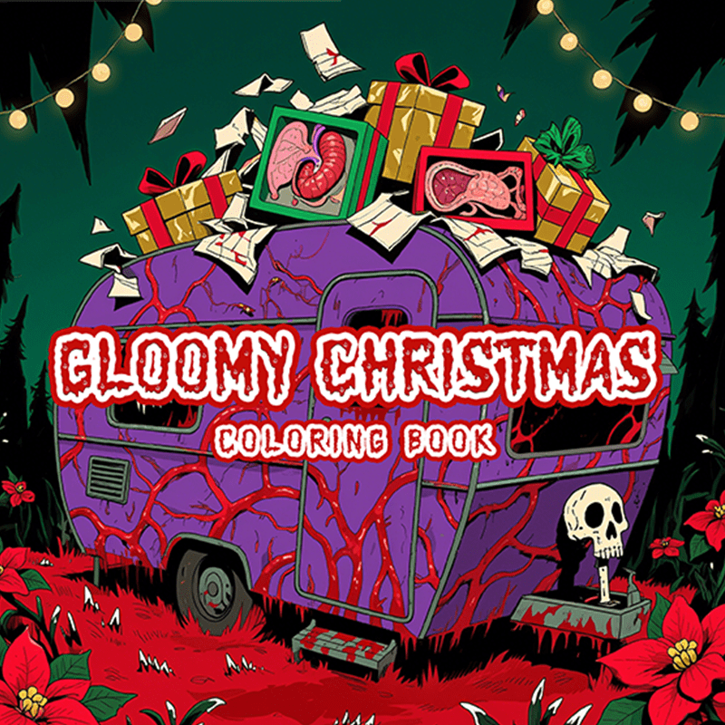 Dark Goth Christmas Adult Coloring Book - Terrifying Holiday Scene