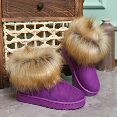 Women's Faux Fur Lined Thermal Snow Boots Non Slip Winter Warm Shoes