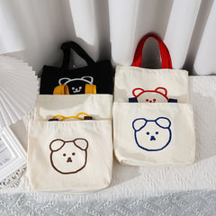 Cartoon Bear Handbag Lunch Box Bag Handle Canvas Bag