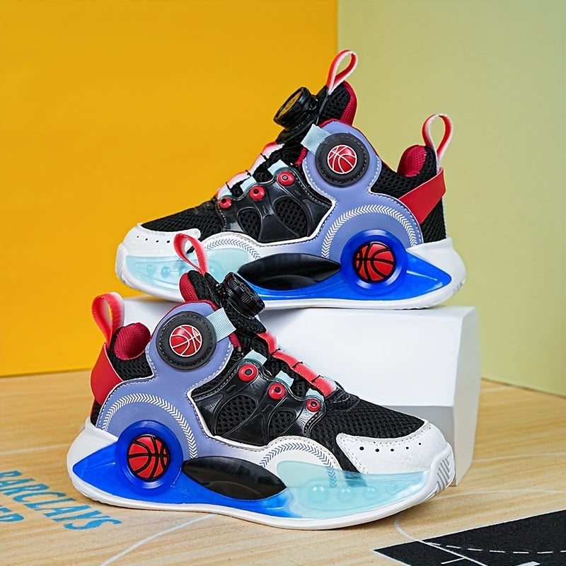 Boy's Block Basketball Shoes Rotating Buckle Non Slip Sneakers