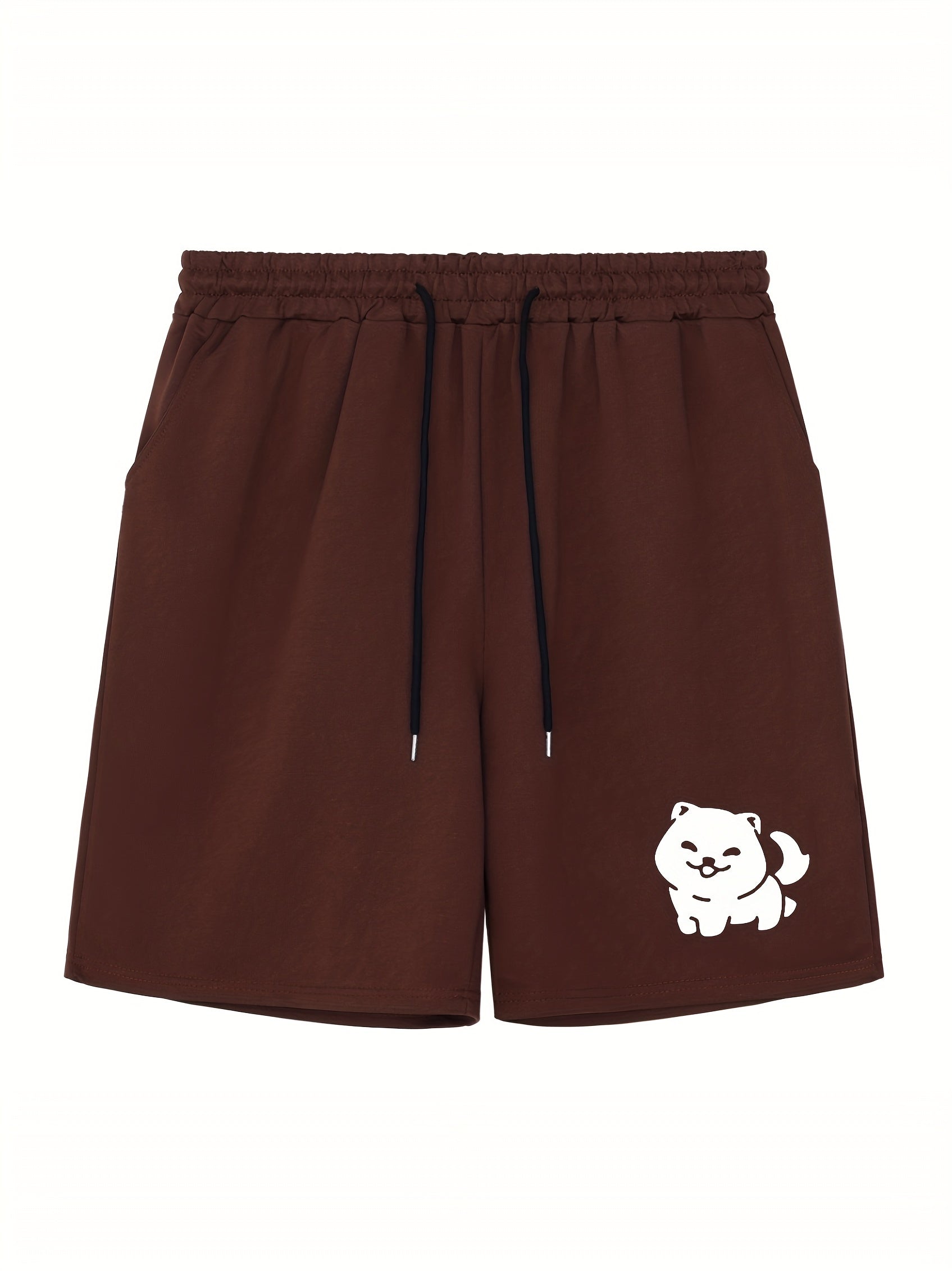 Men's Dog Doodle Print Workout Shorts Active Stretch Drawstring Sports Shorts