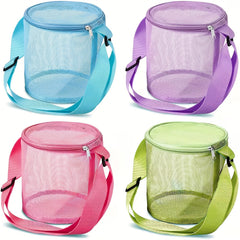 Kid's Mesh Shell Storage Bag 3D Round Sand Digging Bucket Toy