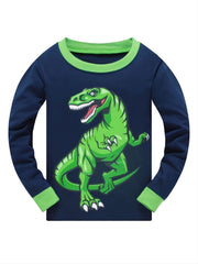 Boys Dino Print Pajama Set Long Sleeve Top & Pants
