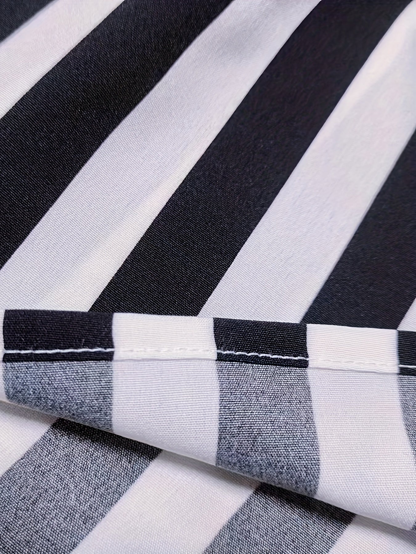  Stripe Print Tie Shoulder Smock Dress