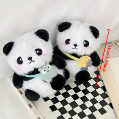 Faux Fur Panda Keychain Set - 2pcs Animal Keyring, Birthday Gift