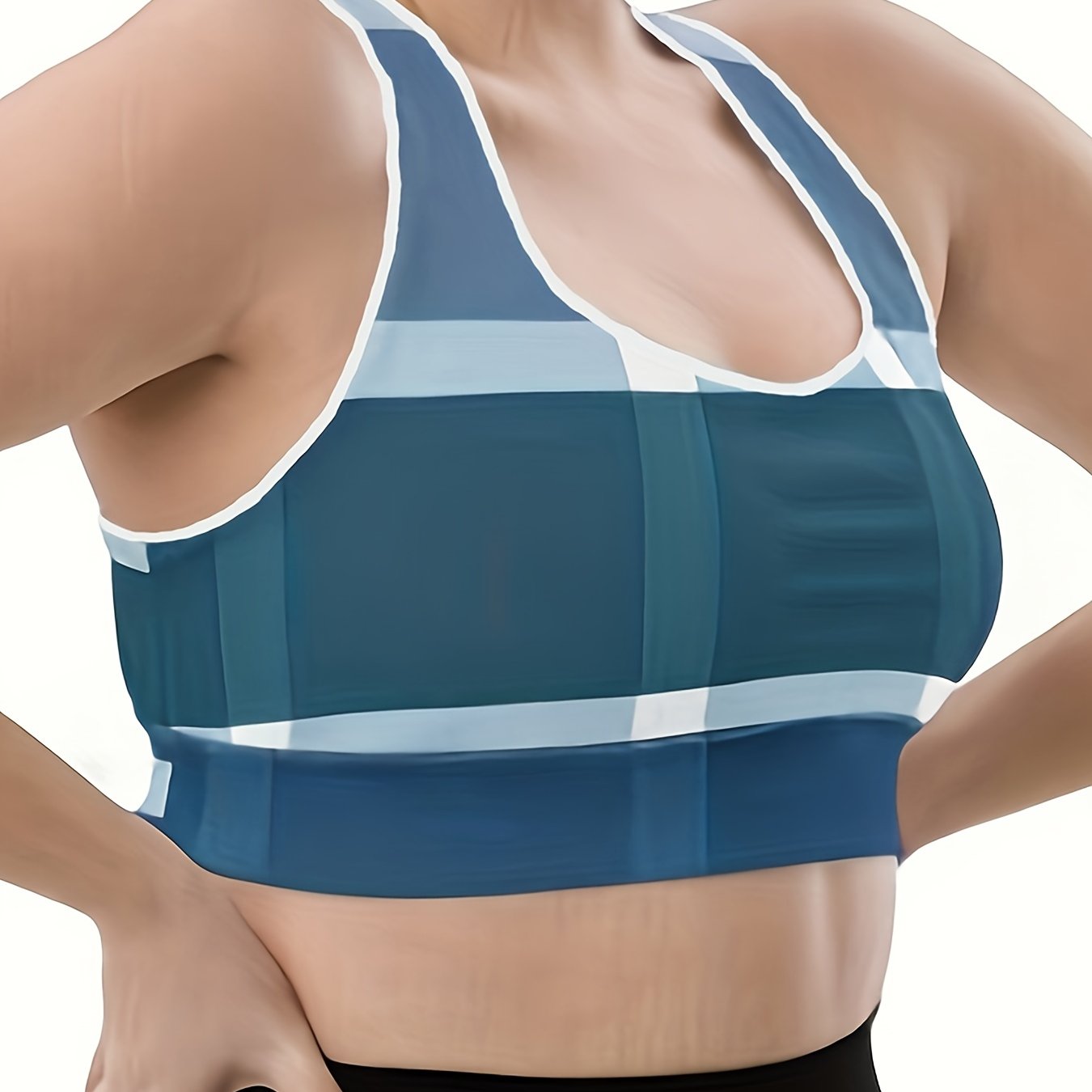  Sports Bra Women's Plus Geo Print Racer Back Bralette