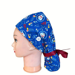 Floral Paisley Print Work Cap Vintage Adjustable Scrub Cap