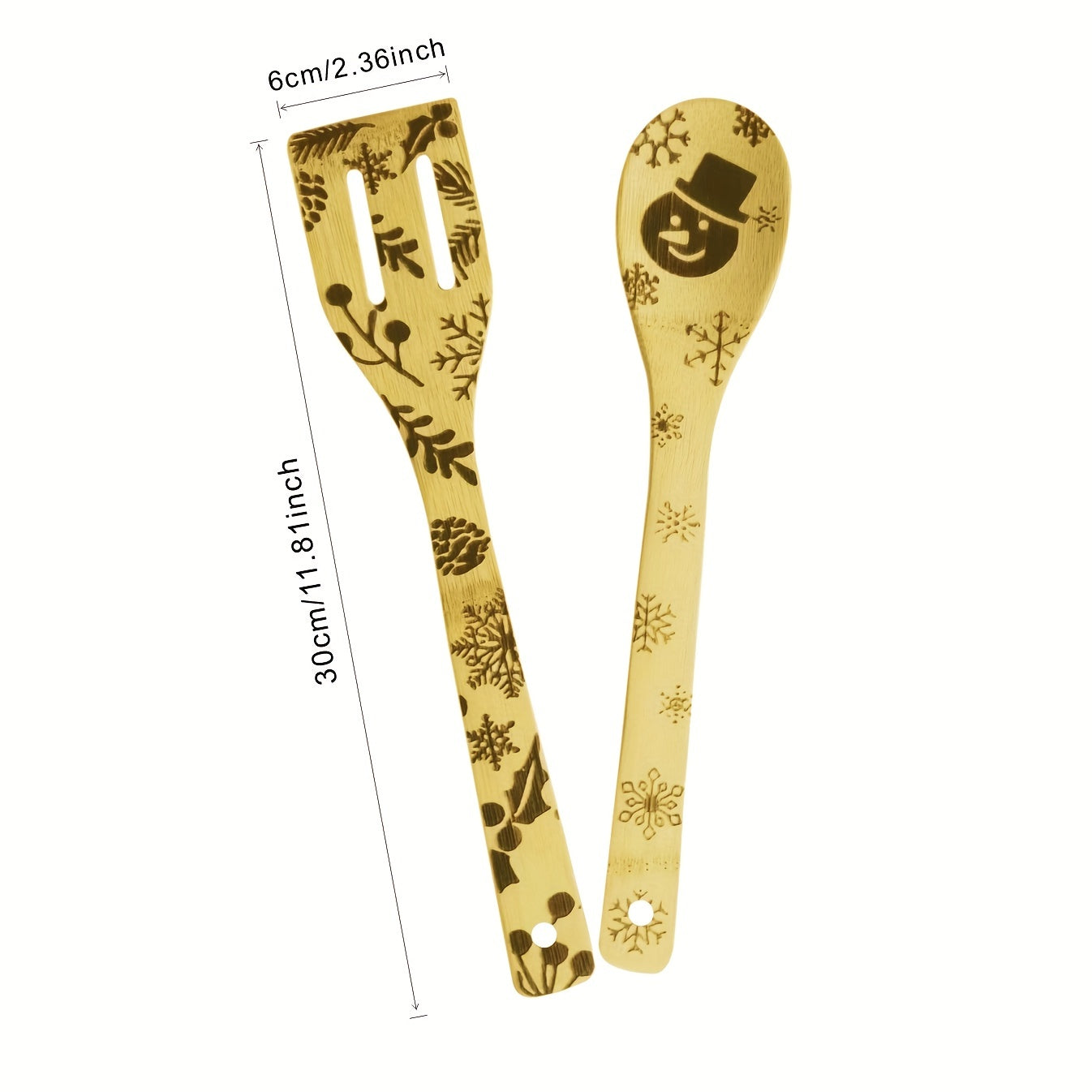 6pcs Bamboo Kitchen Utensils Set for Christmas and Halloween