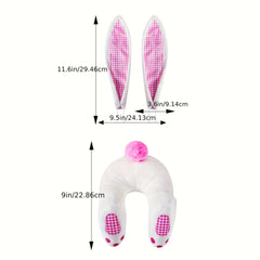 2pcs Easter & Christmas Faceless Rabbit Wreath Set Soft Polyester Decoration