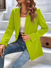  Women's Single Breasted Long Sleeve Blazer